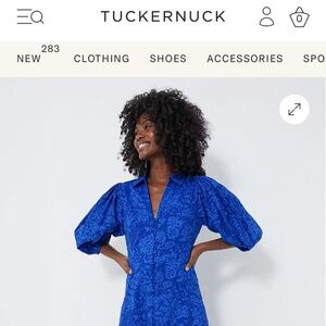 NWT Tuckernuck Royal Blue Puff Sleeve Midi Dress - Size SMALL